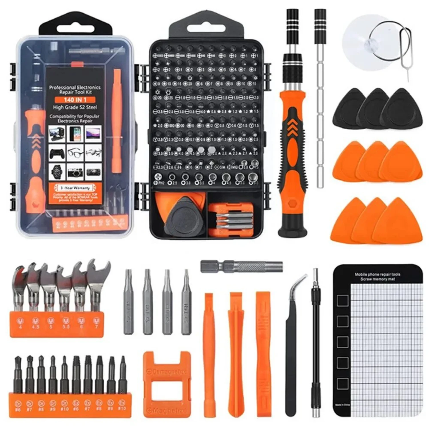 Complete 140 in 1 Repair Tool Kit with Versatile Precision Screwdriver Set - Includes 118 Bits for Computer, Laptop, Phone, and 