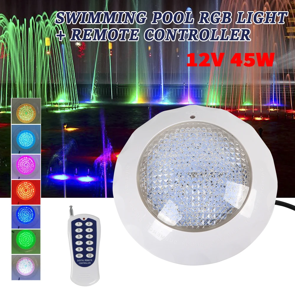 High-Quality RGB Pool Lights with 2835 Light Beads, 45W LED, 3000LM Brightness, Energy-Saving, Compact, Ideal for Pool Lighting