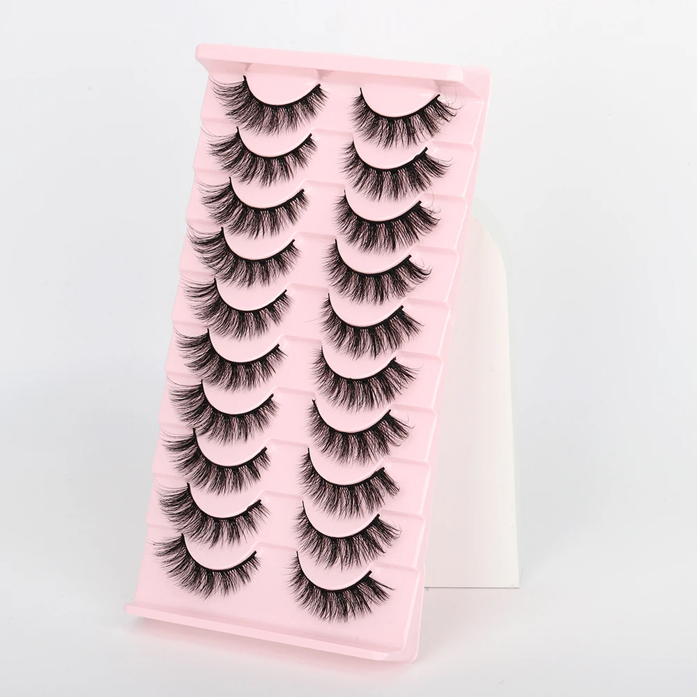 Lashine Nowe 10 par rzęs 3D z imitacji norek, puszyste, miękkie, pełne, gęste, delikatne rzęsy, dramatyczne sztuczne rzęsy do makijażu