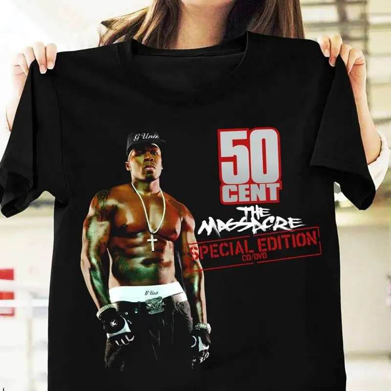 50 سنت قطن للجنسين جميع المقاسات S-235XL قميص قصير الأكمام قميص قطني أسود