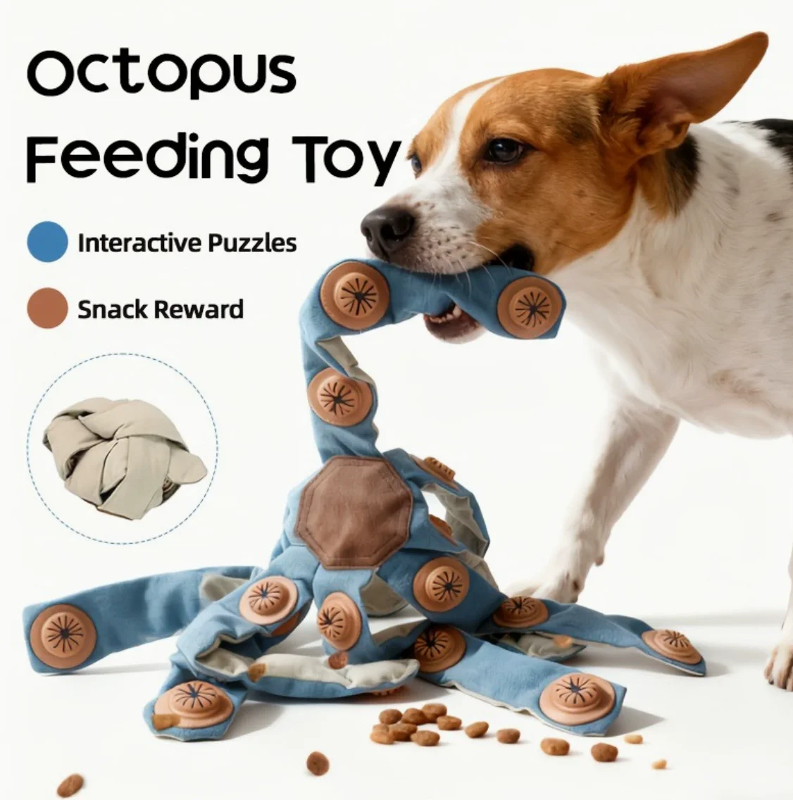Interactive Pet Toys Octopus Shaped Dog Treat Puzzle Toy with Barriers Spikes and Twisty Traps Indoor Chew Supplies