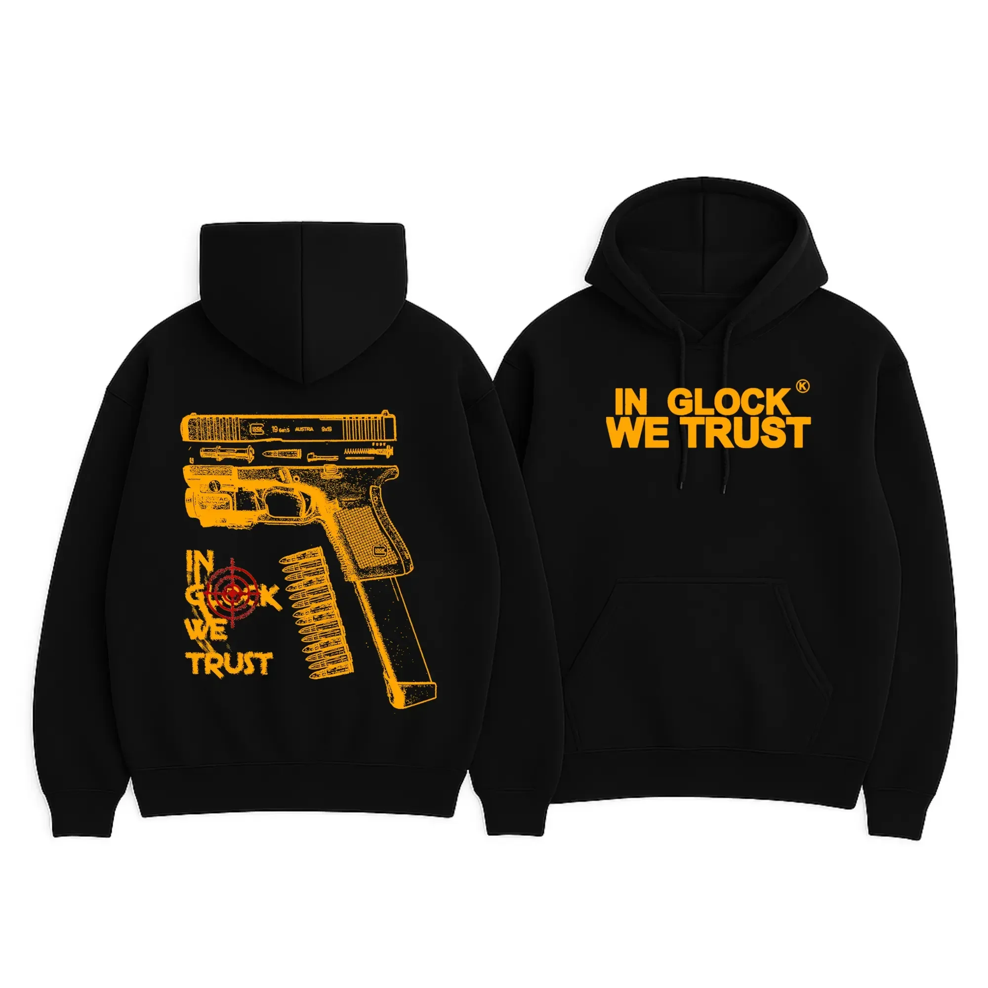 2026 Neu In Glock We Trust Schwarzer Hoodie Vollfarbiges Design Unisex Alltagskleidung Modisches Design Hoodies Stranger Things Funko – Detail 12