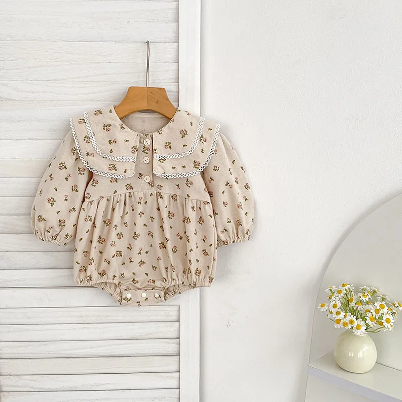 

Children's Dress Autumn New Girl Floral Long Sleeve Princess Dress Baby Romper Onesie Dress Sister Outfit