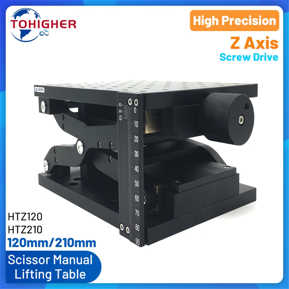 

Z Axis Scissor Manual Sliding Table Vertical Lift Platform Linear Stage 60mm 120mm Stroke 30kg Load HTZ120 HTZ210