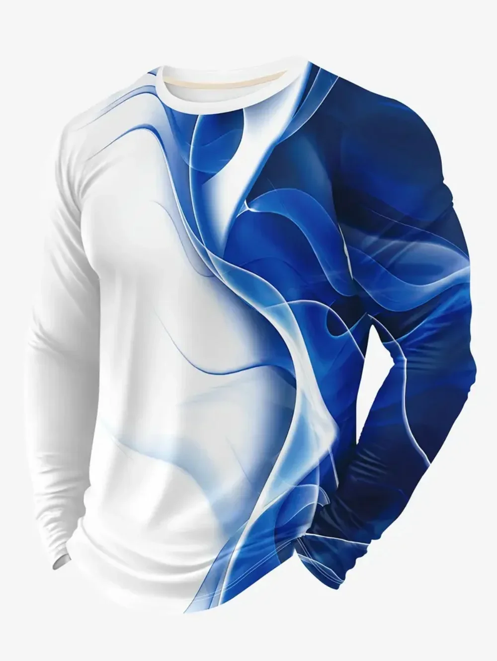 Gradient Flame 3D-Druck Sport Schnelltrocknend Breatha Herren Langarm-T-Shirt Outdoor Freizeit Fashiona Harajuku Y2K Elternkleidung – Detail 6