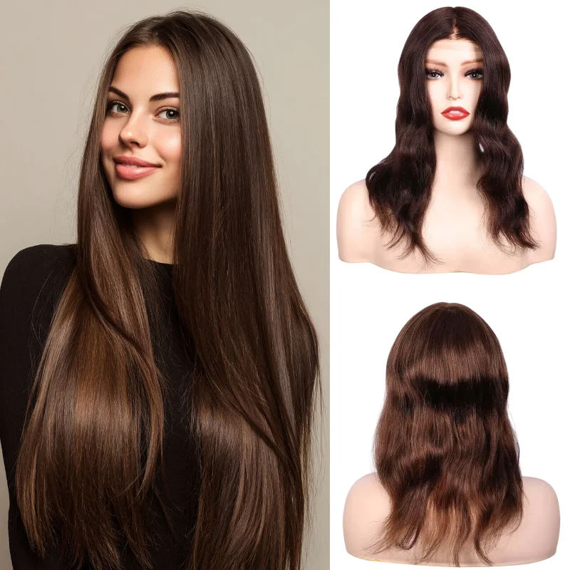 Human Hair PU Base Woman Topper 7x9 14inch Hand-Tied 0.08-0.1mm In Stock 72H Ship Wholesale Dropship Color 1B #4 #613