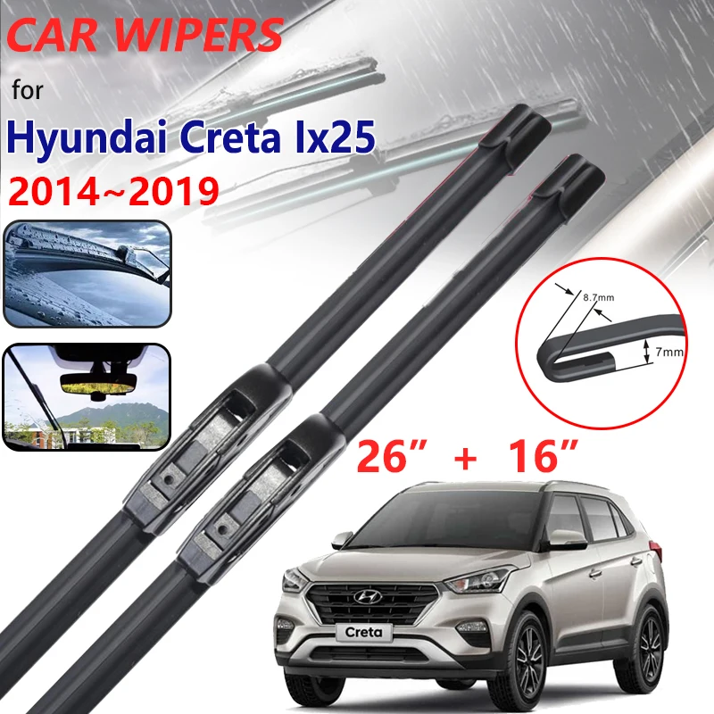 

Car Wiper Blades for Hyundai Creta 2016 Accessories ix25 GS GC Cantus 2014~2019 Blades Rubber Front Window Windshield Wipers Car