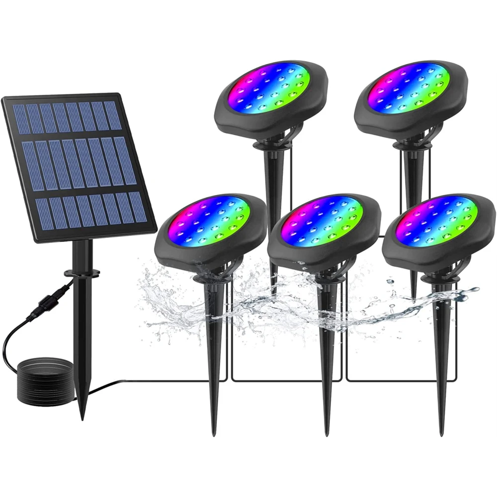 

RGB Solar Underwater Lamp Super Bright LED Swimming Pool Light IP68 Waterproof Garden Pond Spot Light for Aquarium Patio Decor