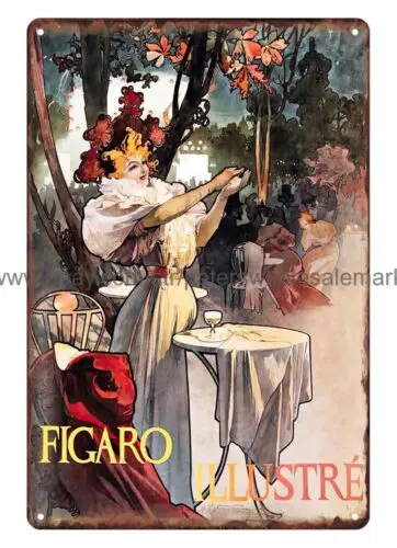1896 Alphonse Mucha Figaro Illustre Art Nouveau metal tin sign inside garage ide tin sign