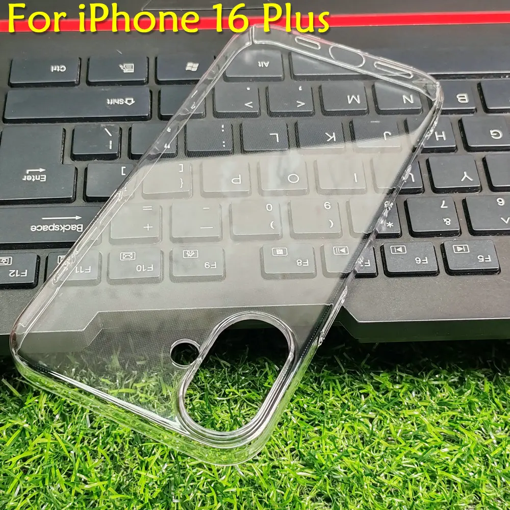 Apple iPhone 16 için Pro Max durumda kristal sert PC tam kapak iPhone 16 artı temizle kamera geri kabuk korumak