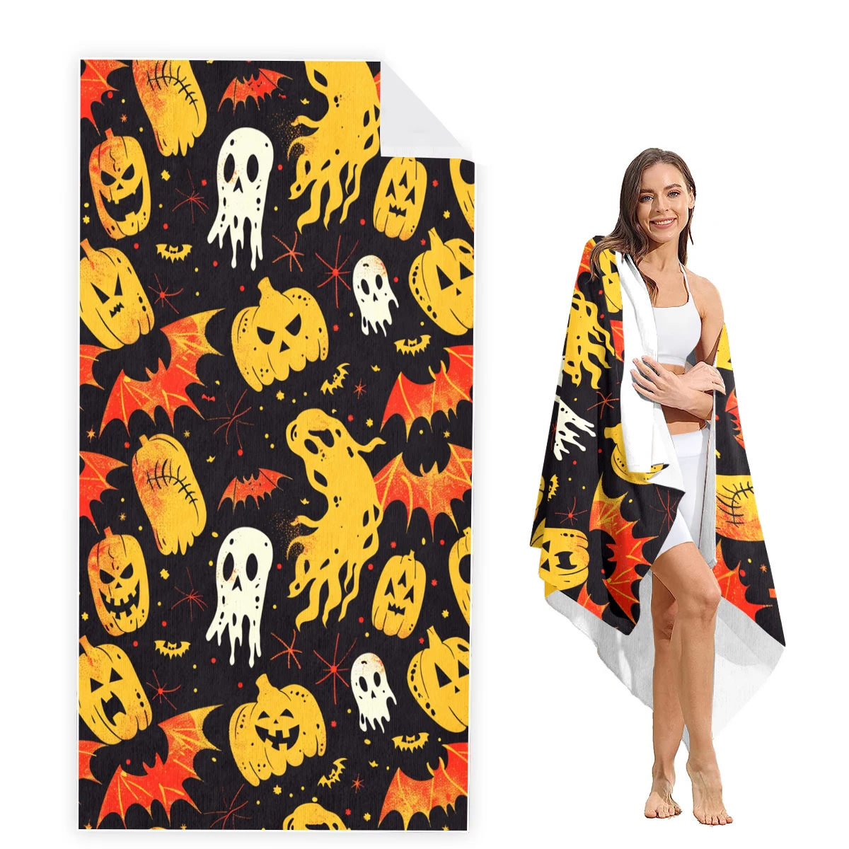 

Halloween Beach Towel Oversized, Super Absorbent Sand Free Thick Microfiber Beach Towel,Beach Towels for Kids,Men,Women