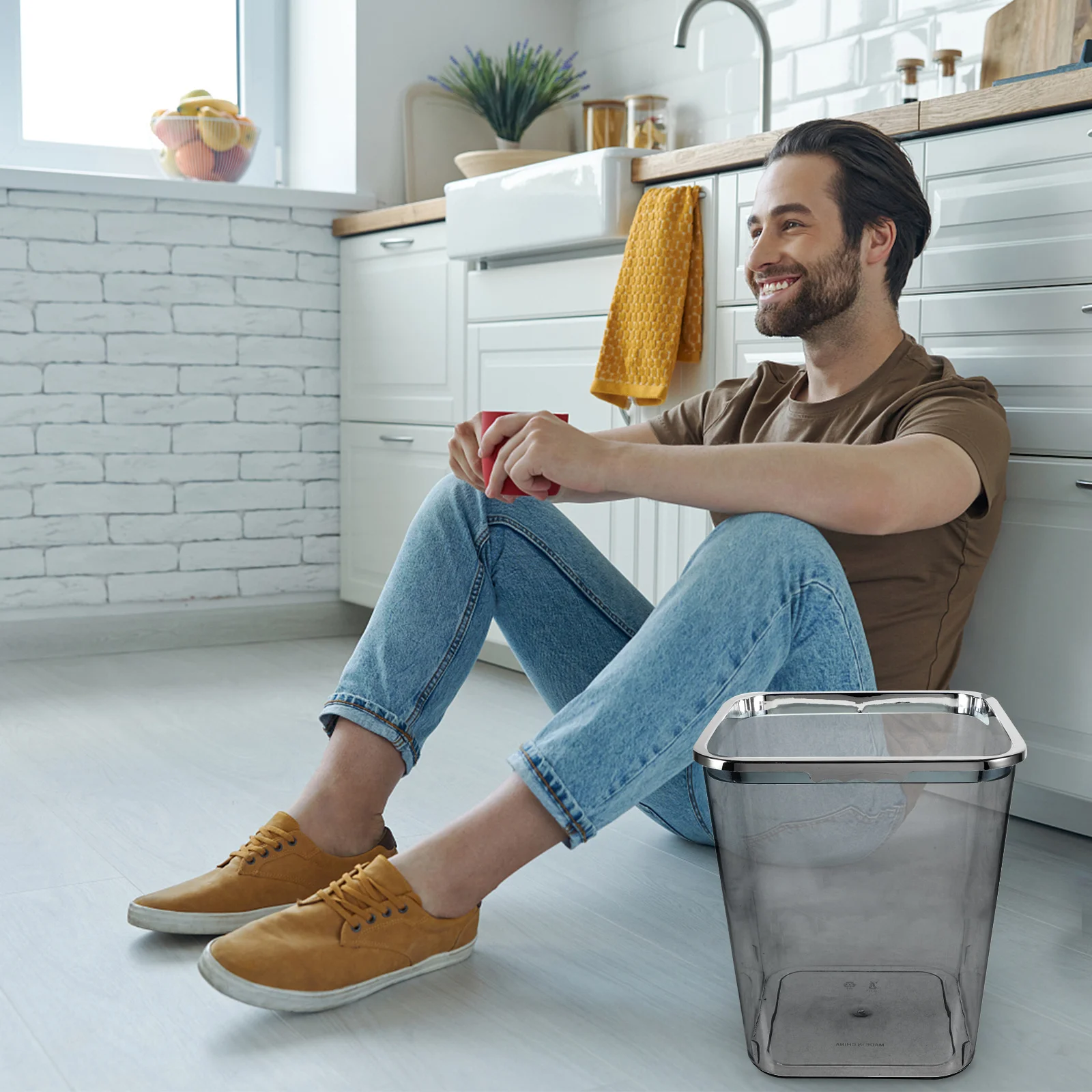 

Large Capacity Clear Garbage Can Transparent Trash Bin For Home Office Bedroom Bathroom Simple Pp Waste Basket Smooth Easy