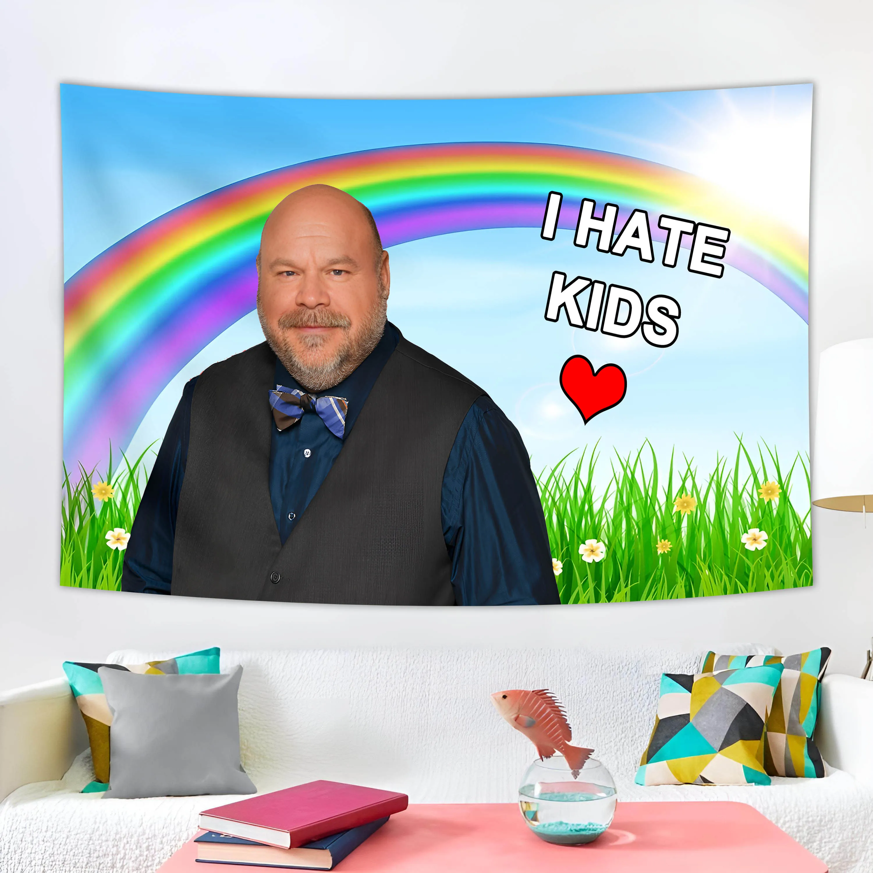 Bertram Hates Kids Tapestry Wall Hanging, Funny Memes, Art Aesthetics, Hippie Room, Bedroom Decoration, Sofa, Yoga Mat