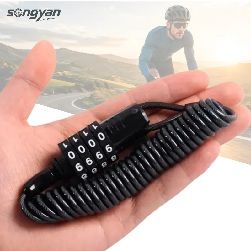 Portable Bicycle Lock Steel Wire Chain Lock Mountain Bike Motorcycle Anti-Theft Password Wire Rope Luggage Helmet Lock