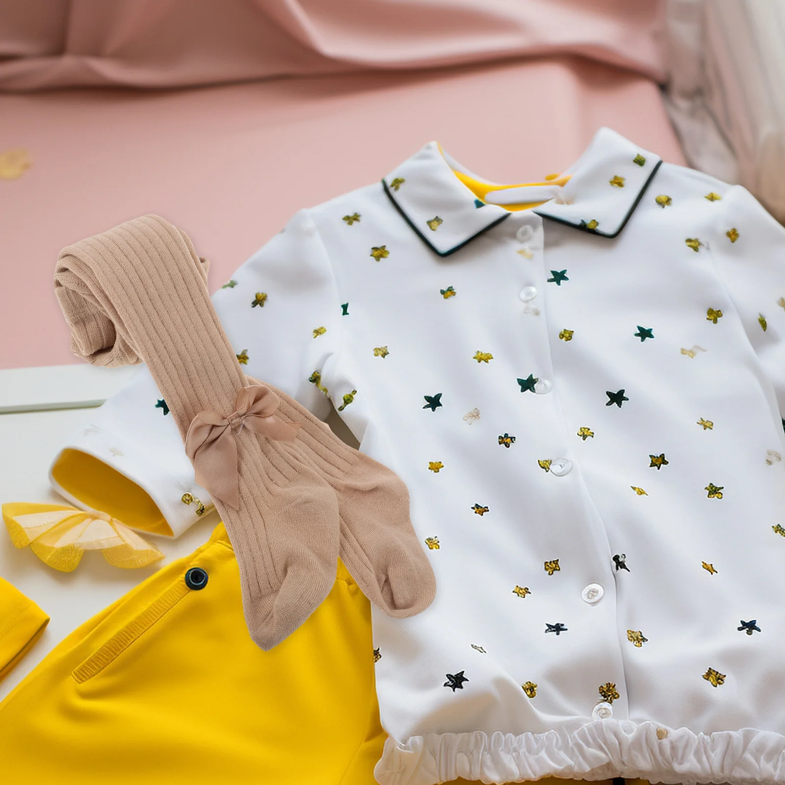 

1Pair Baby Girl Bow Leggings Ribbed Texture One-Piece Socks Toddler Knee High Long Socks Newborn Infant Cotton Stockings Soft