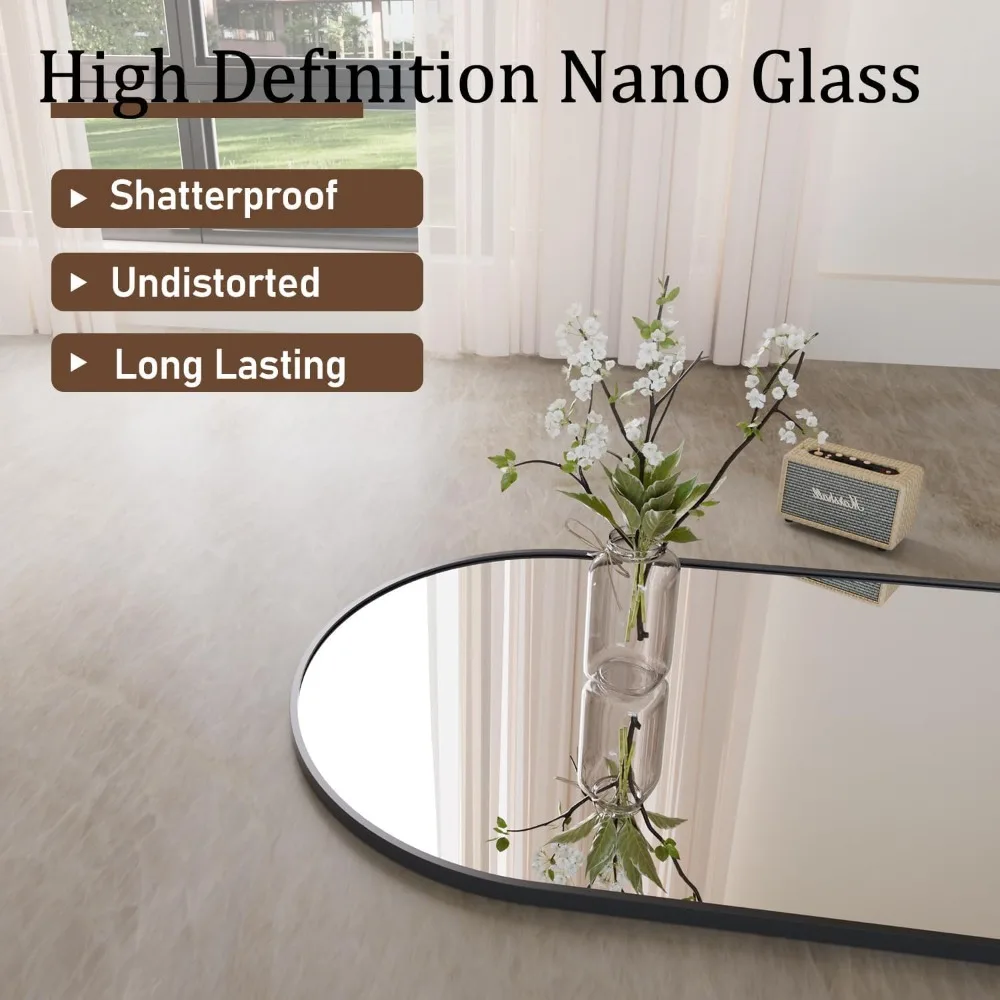 Bodenspiegel in voller Länge 26x71 mit Aluminiumrahmen, stehend oder lehnend, geeignet für den Heim- und Studiogebrauch