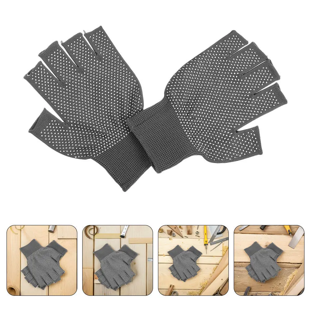 

8Pairs Work Gloves Fingerless Antislip Nonslip Breathable Wear Resistant for Men Women Gardening Industrial Outdoor Precision