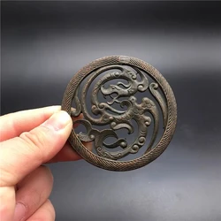 구중국 청동 구리 수제 할로우 아웃 드래곤 피닉스 펜던트