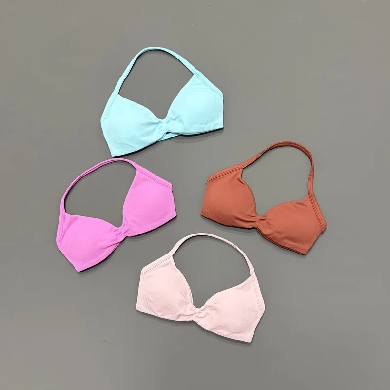 HISTELLO Sport-BH für Damen, nahtlos, Neckholder-Stil, elastische Unterstützung, gepolstert, Bruststraffung, Körperformung, für den täglichen Sport, Yoga, Workout, Gym-Tops – Detail 8