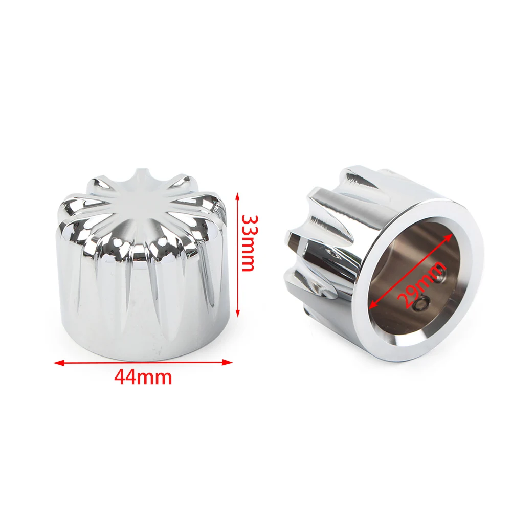 

Chrome Motorcycle CNC Front Axle Nut Cap Cover Bolts for Harley Touring Softail Road King Glide Dyna Street 500 XG500 XG750 etc.