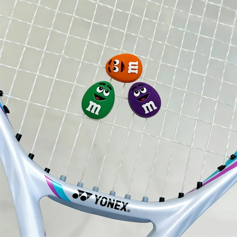 Cartoon M&M Bean Tennis Vibration Dampener, Funny Face Silicone Racket Shock Absorber Tennis Accessories