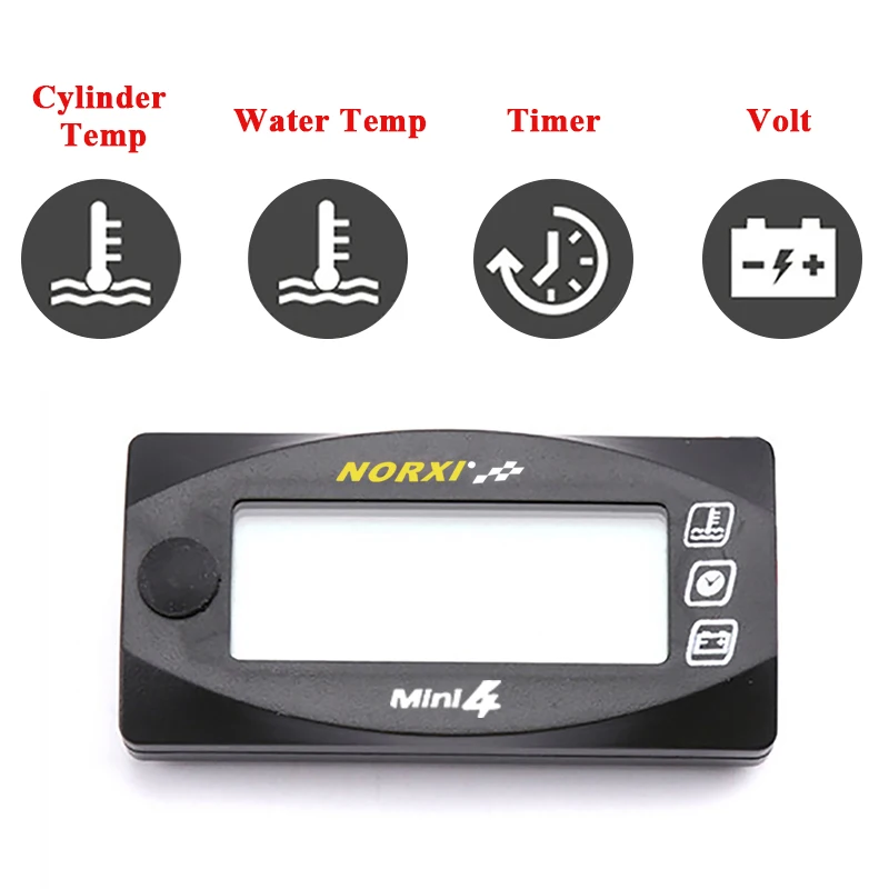 koso Mini 4 DUAL temp meter digital universal Water temperature Cylinder temperature Voltage Time norxi Mini motos meter