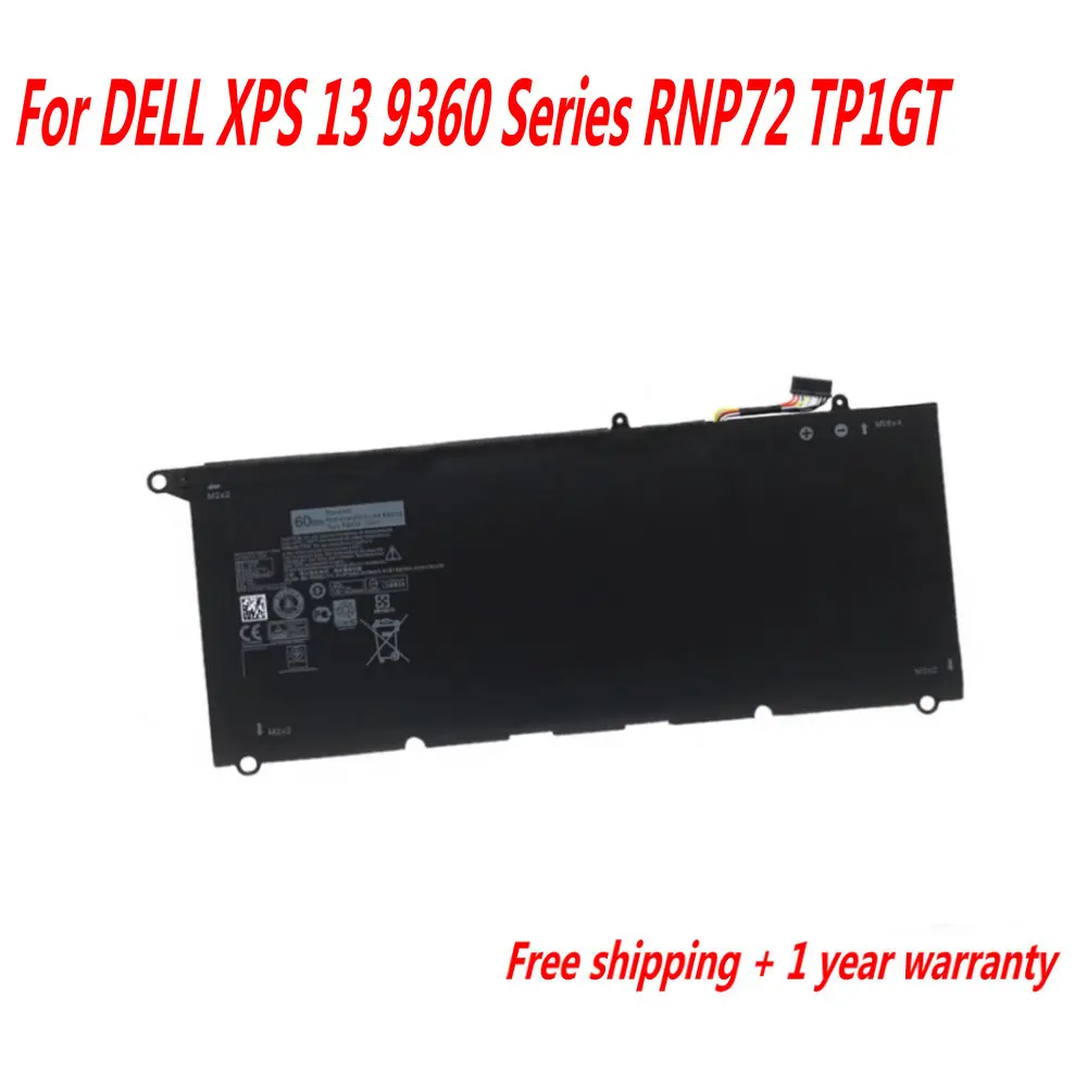 7.6V 60Wh PW23Y Laptop Battery For Dell XPS 13 9360 P54G002 13-9360-D1605G 13-9360-D1605T D1609 D1705 D1505 2017 TP1GT RNP72