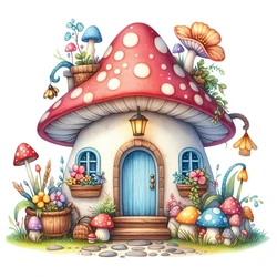 Mushroom House Wall Stickers, Toilet Stickers, Bright Room for Home Decoration, Vinyl Animal Decals, Art Wallpaper, Poster