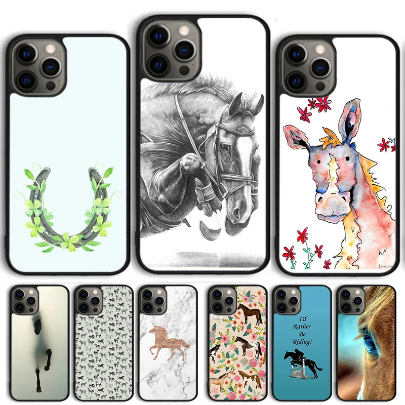 Horse Pony Painted Phone Case Cover For iPhone 15 16 14 13 12 Pro Max mini 11 Pro Max XS X XR Plus Coque Shell