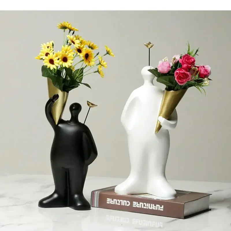 

Abstract Figures Bouquet Vase Artificial Flower Decorative Flower Pots Desk Decoration Floral Arrangement Modern Home Decor