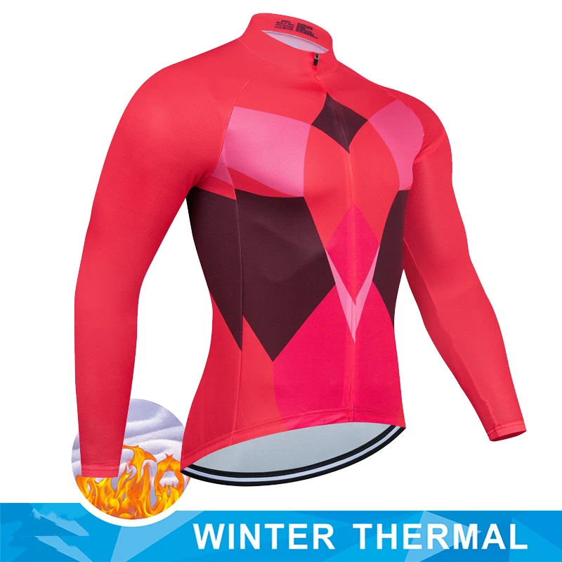 2024 New Cycling Jersey Long Sleeve Winter Thermal Fleece Men Warm MTB Bike Clothing Outdoor Jersey Maílllot Ciclismo Hombre