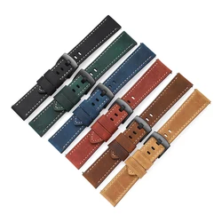 Vintage Watch strap 20mm 22mm 24mm For Samsung galaxy watch Crazy Horse Pattern Watchband Accessories For Huawei Watch