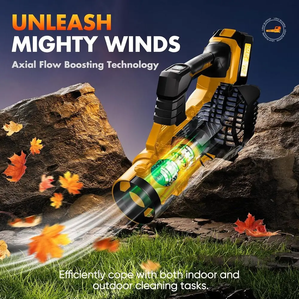 منفاخ أوراق الشجر اللاسلكي - تحديث 2025 150000 دورة في الدقيقة و3 مستويات سرعات منفاخ أوراق شجر كهربائي مع بطارية وشاحن 2 × 4.0 أمبير في الساعة، تمديد #3