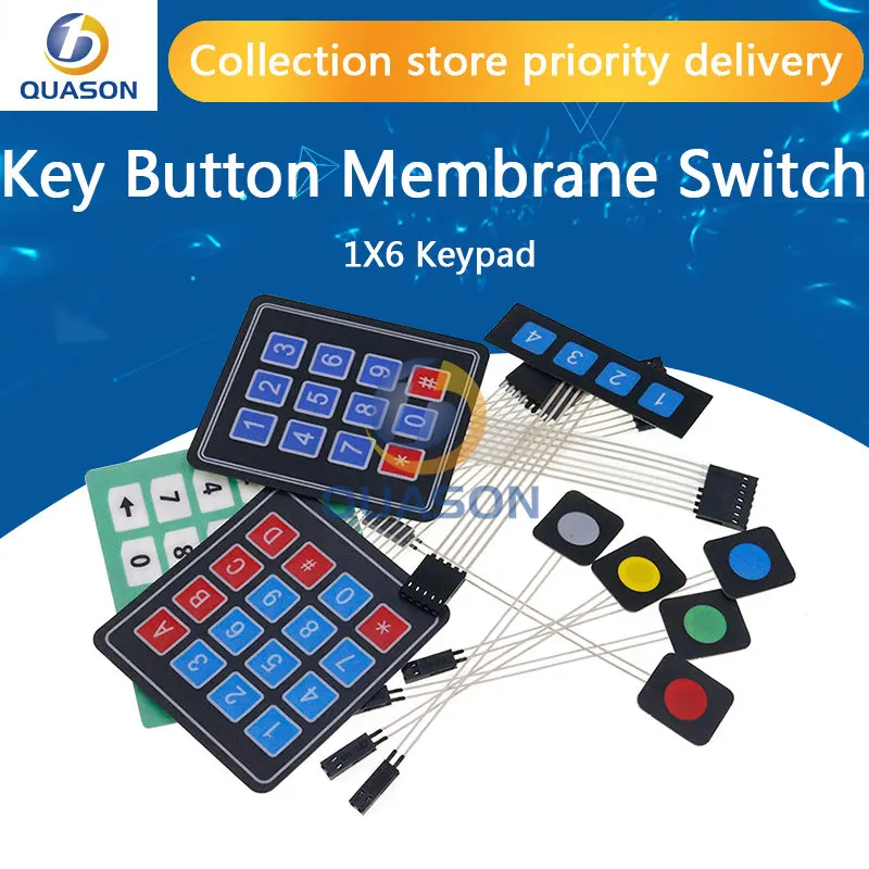 1*2 3 4 5 Key Button Membrane Switch 3*4 4X5 Matrix Array Keyboard 1X6 Keypad with LED Control Panel Pad DIY Kit For Arduino