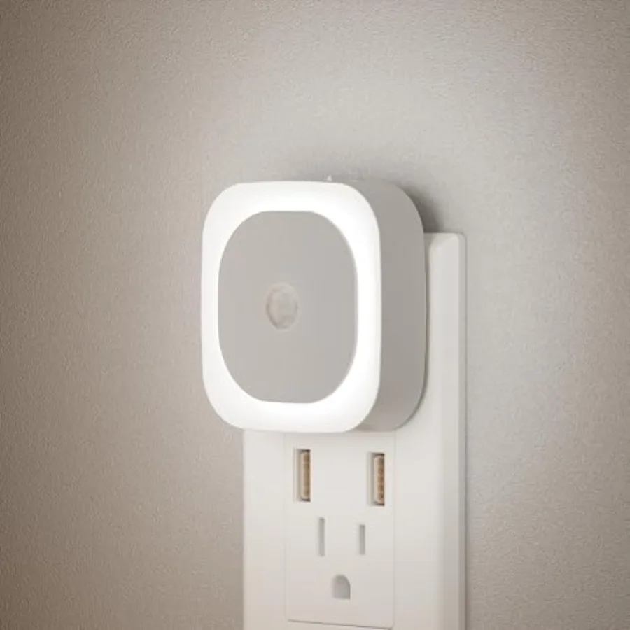 

2 Pack Plug in Night Light with Motion Sensor and Dusk to Dawn Sensor, 3 Sensor Modes, Night Lights Plug into Wall, Auto ON/Off