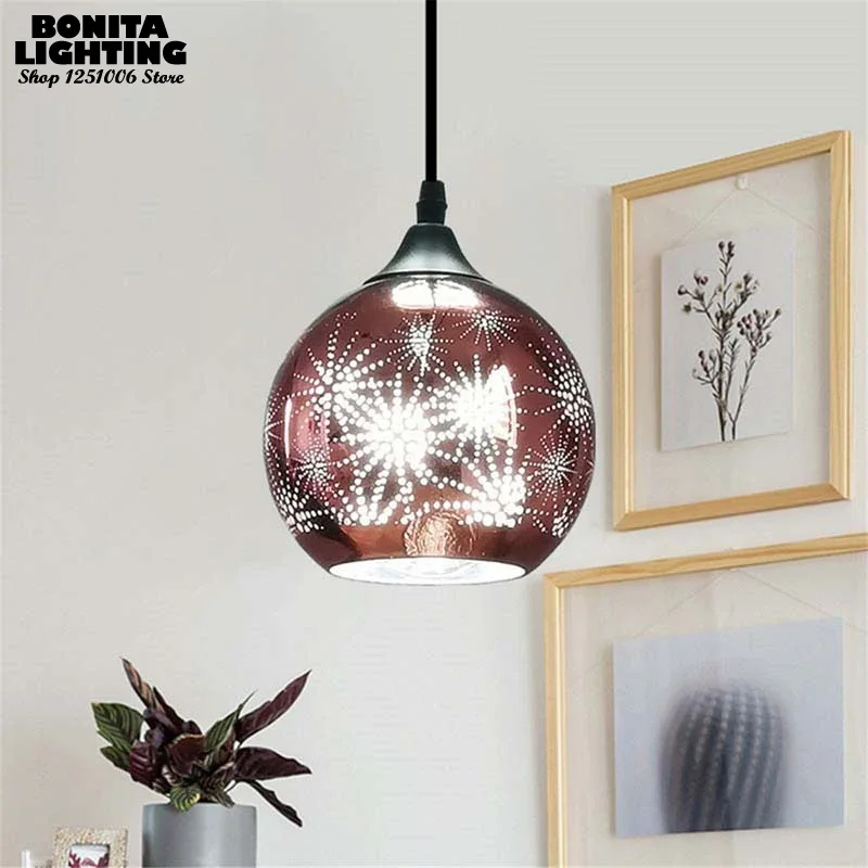 

Sunflower Mirror Spherical Chandelier Electroplated Glass Ball Carved Chandelier Dining Room Bedroom Northern Home Lighting Lamp