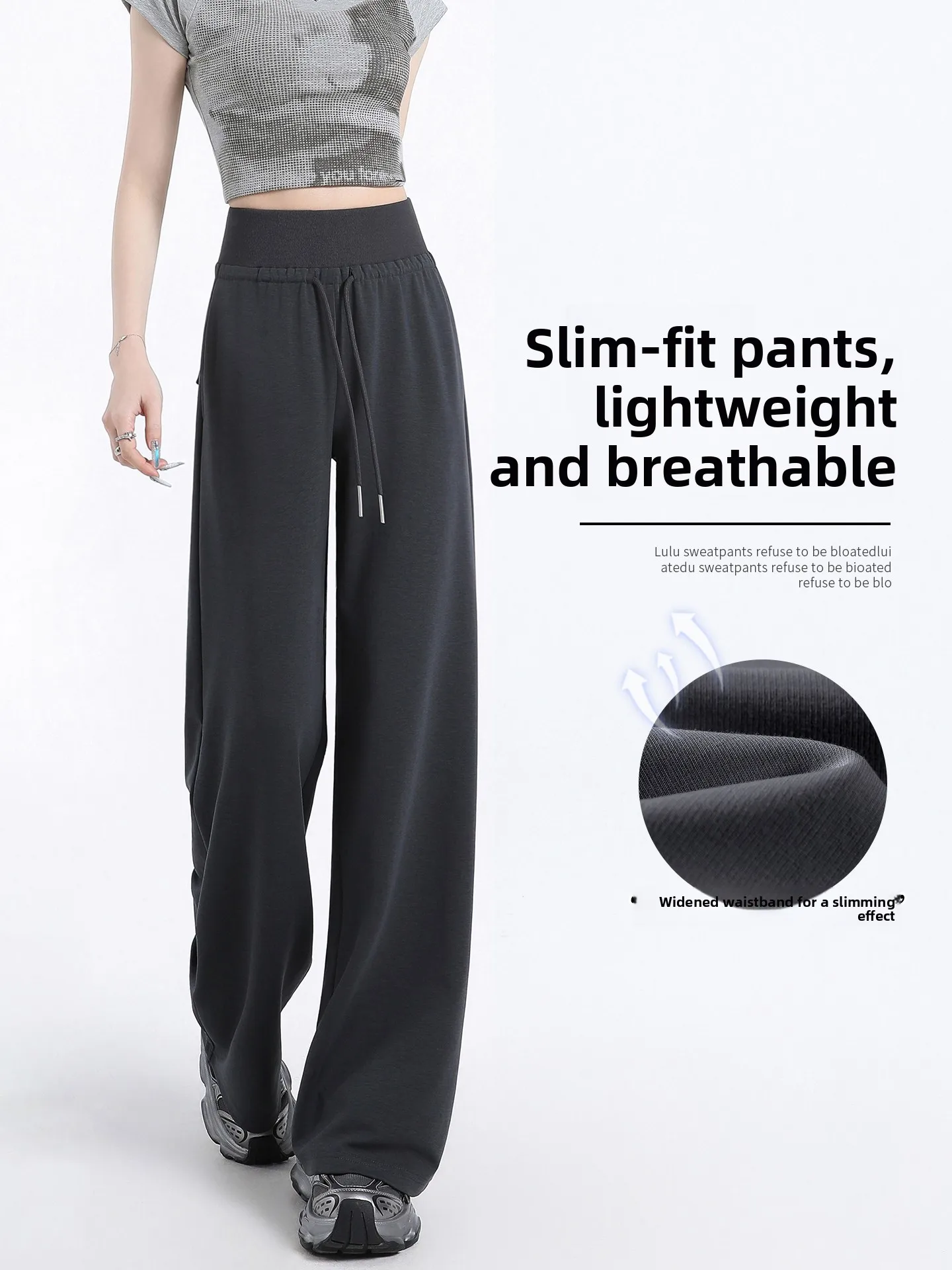 

Женские летние тонкие брюки для йоги с высокой талией, свободного кроя, из ледяного шелка, широкие, повседневные, дышащие, удобные, прямого кроя