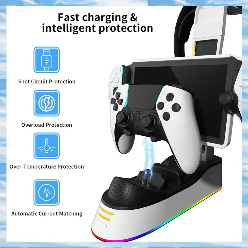 

T31C-JYS Docking Charger For PS5 Portal Streaming Handheld Charging Dock Storing Headset Gamepad Charging Docking Charger Durabl