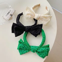 3-D Flowers Bow Headband for Women New Hair Ornament Big and Double Bows Knotted Hairband Solid Wholesale Hair Acccessories