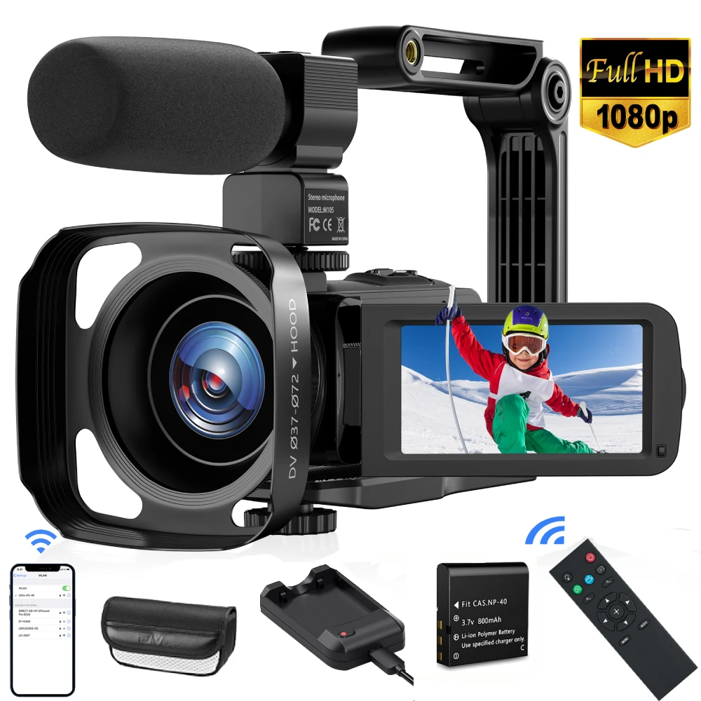 Video Camera Camcorder HD 1080P 36MP 270°Degree Rotation,16X Zoom Digital Camera, Night Vision WIFI Vlogging Camera for YouTube