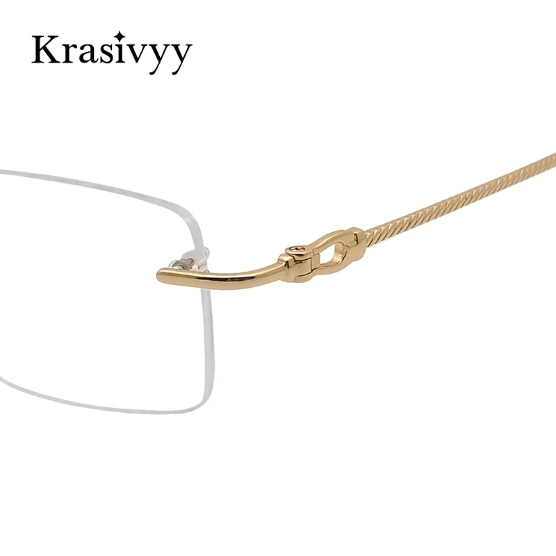 Krasivyy Pure Titanium Rimless Glasses Frame Men Ultralight Optical Prescription Eyeglasses Women 2024 New Myopia Square Eyewear