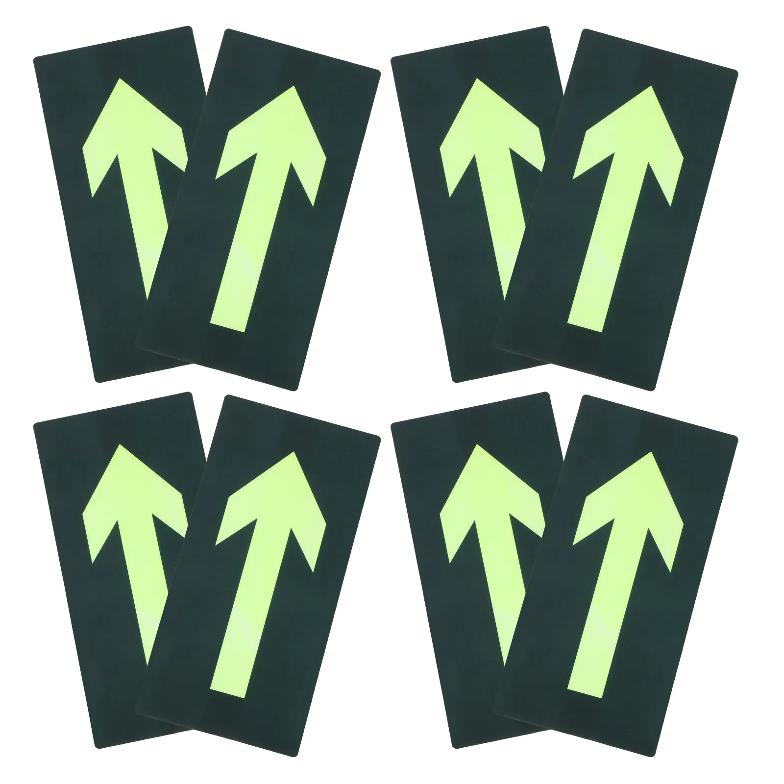 

8Pcs Night Glow Evacuation Arrow Stickers Waterproof Self Adhesive Fire Safety Exit Signs for Malls Supermarkets Emergency Use