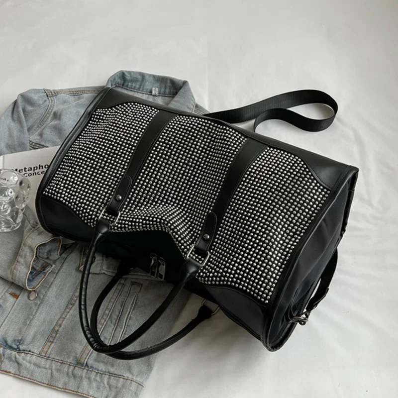 Borsa da viaggio di grande capacità Borsa da donna casual in stile coreano Borsa da fitness sportiva con diamanti con paillettes Borsa da viaggio a