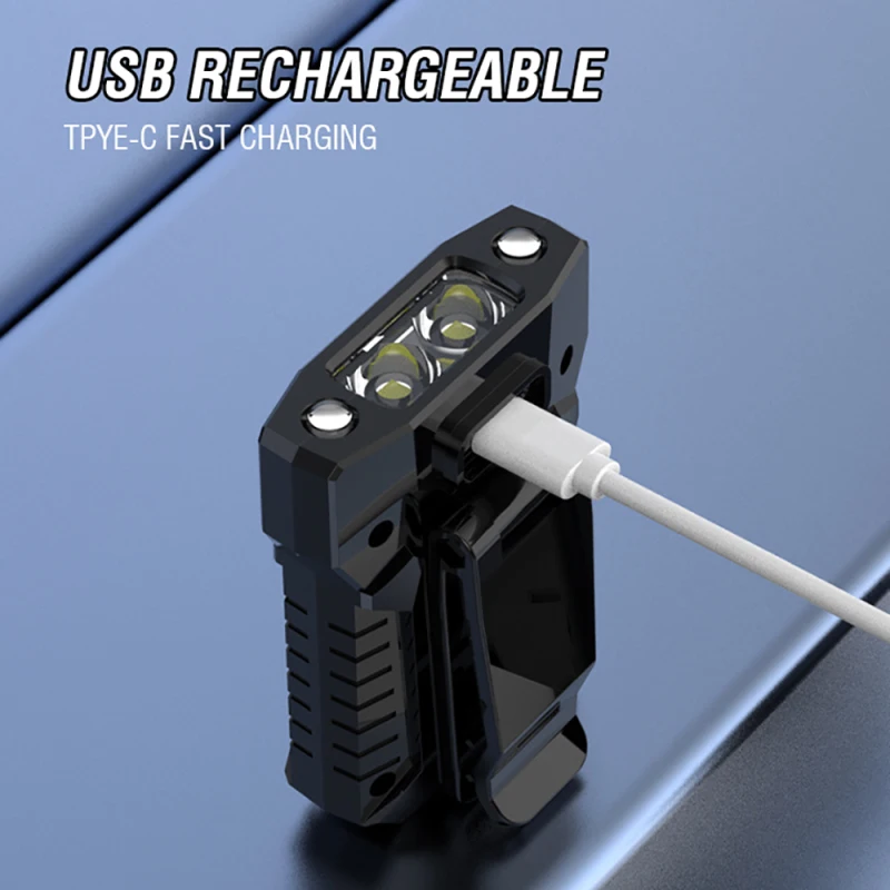 Head Torch Cap Clip Light USB Rechargeable LED Headlight with Motion Sensor Control Headlamp with Flash Function Head Flashlight