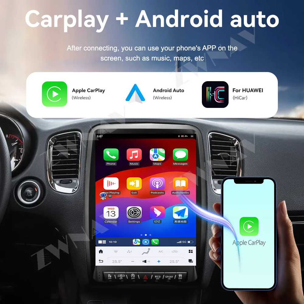Wireless Carplay 13.8 inch Touch Screen For Dodge Durango 2014-2016 Android 14 GPS Navigation Multimedia Player Head Unit Auto