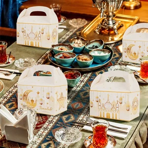 4/20 Buah Kotak Hadiah Ramadhan 2025 Tas Kotak Kemasan Makanan Ringan Biskuit Pesta Muslim Islami EID Mubarak Perlengkapan Dekorasi Rumah 10 kotak lebaran terlaris - №