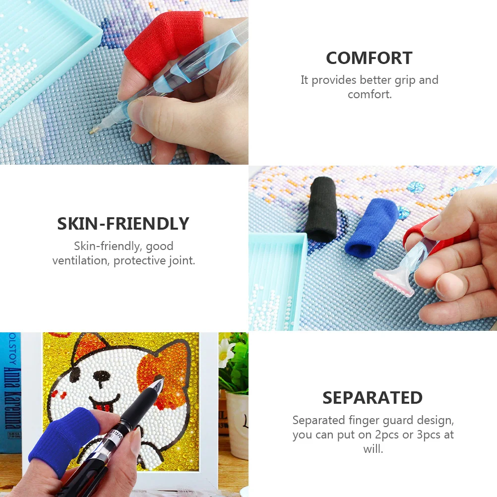 

10pcs Finger Sleeves For Cross Stitch Embroidery Elastic Skin-Friendly Protective Joint Separated Design