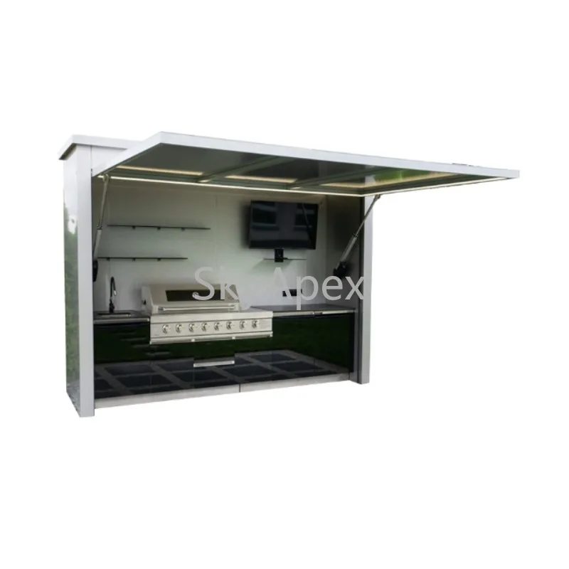 Multifunctional  Foldable Mobile Outdoor  Kitchen - Safe Heavy Duty Rustproof Compact Camping Grill Station with Storage Cabinet