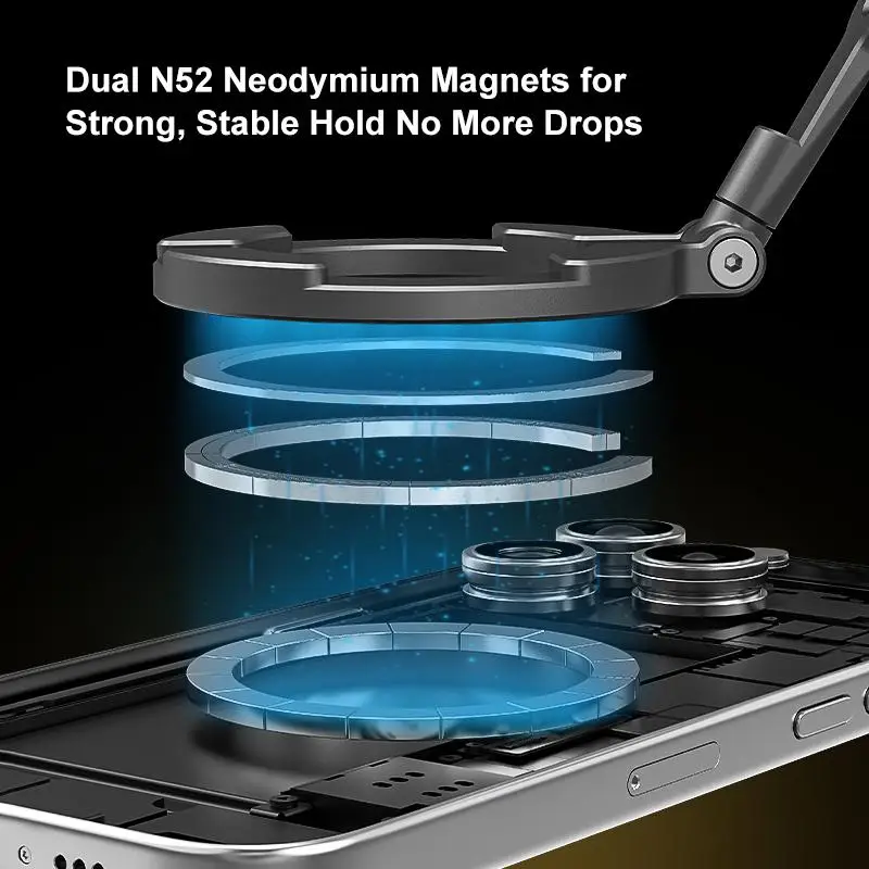 MagSafe soporte de teléfono plegable magnético de doble cabezal para iPhone 16 Pro Max 16 Pro 16 Plus 16 15 14 13 12 soporte de teléfono