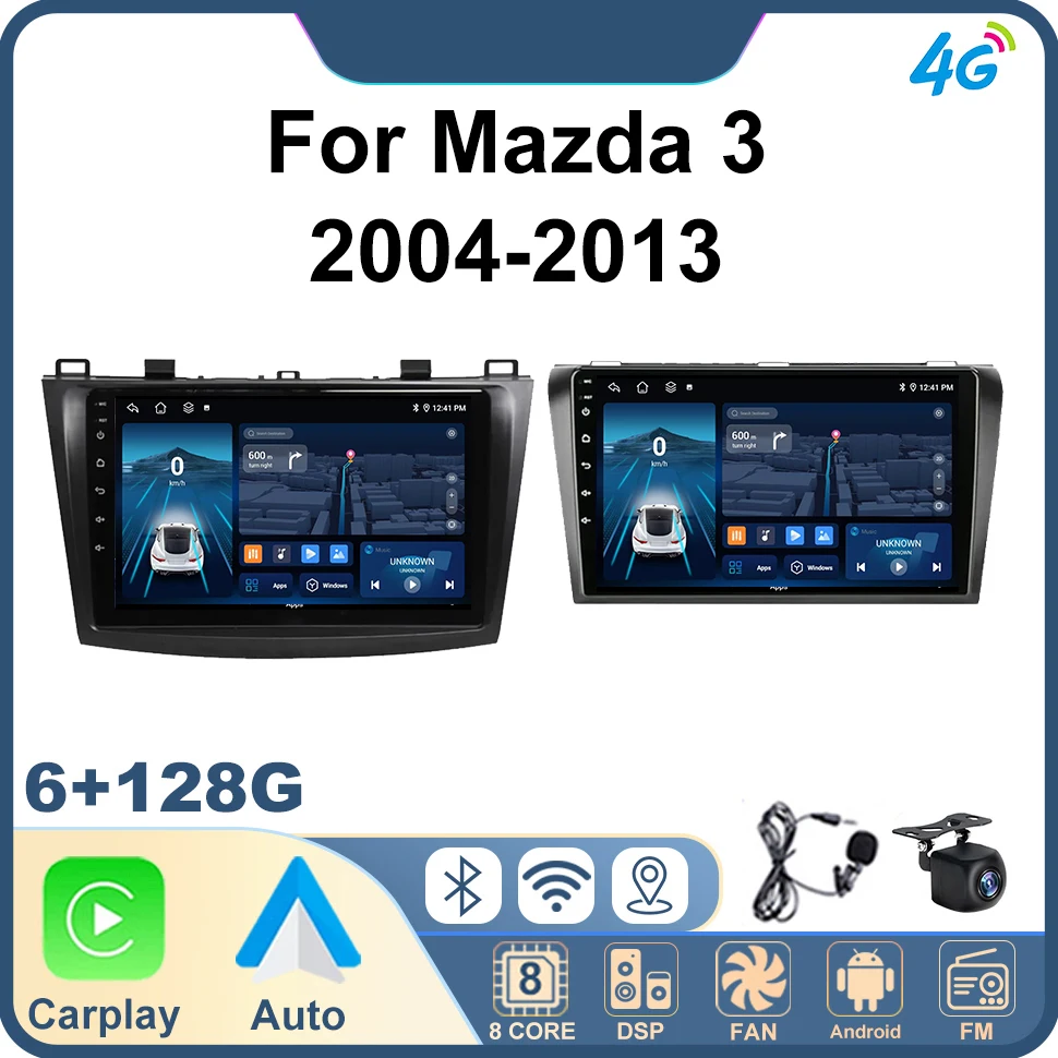 

2DIN Android Car Radio for Mazda 3 2004-2013 GPS Stereo Navigation 4G Carplay Android WIFI BT IPS Automotive Multimedia Player